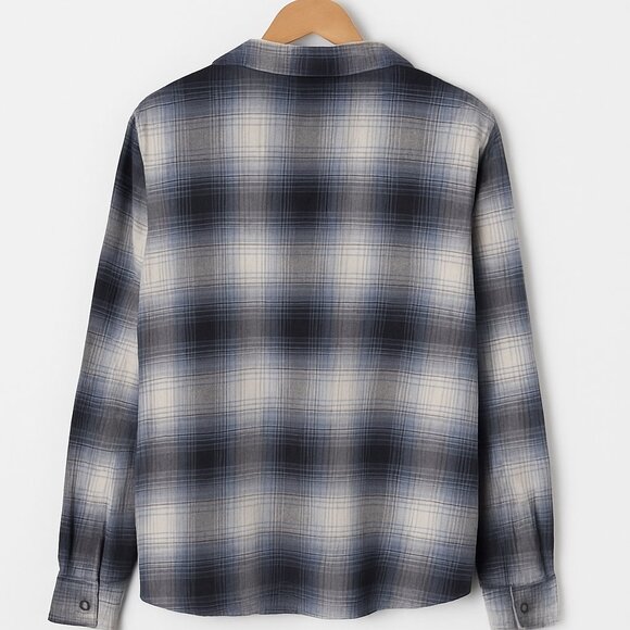 Urban Outfitters Men’s Plaid Full Zip Work Shirt – Blue/Grey (Men’s M / Women’s - Picture 3 of 5